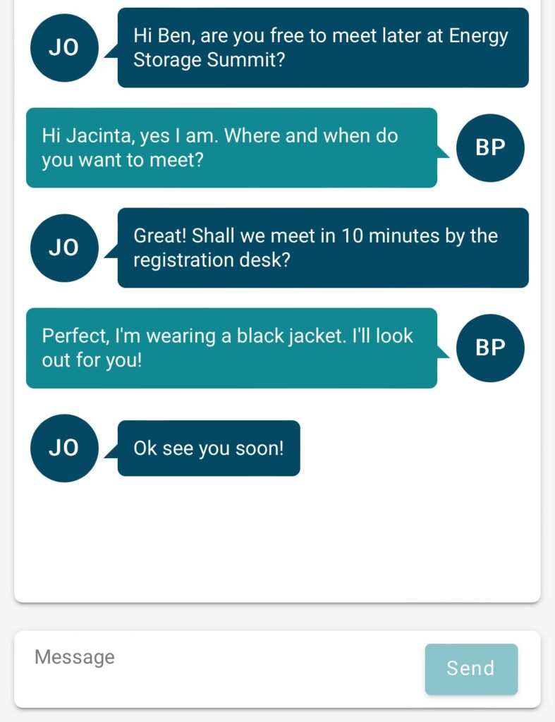 direct message app screen